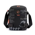 Black waterproof crossbody bag for men with orange drawstring detail and grey logo print - Black