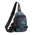 Sac de poitrine multifonction bleu foncé pour hommes avec détails orange vif - Bleu clair