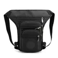 Waterproof black oxford fabric drop leg bag with multi-pocket design and adjustable straps - Black
