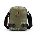 Army green waterproof crossbody bag for men with high-density nylon and hip hop prints - Army Green