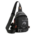 Sac de poitrine noir pour homme avec fermetures éclair orange et sangle réglable - Noir