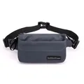 Dark gray waterproof nylon outdoor waist bag with adjustable strap and HAOSHUAI logo - Gray