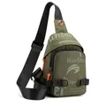 Sac de poitrine extérieur vert olive pour hommes avec sangle et tirettes orange - Vert Militaire
