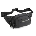 Vielseitige schwarze wasserdichte Sport-Bauchtasche aus Nylon mit vielen Fächern - Schwarz