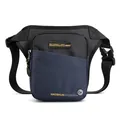 Waterproof outdoor tactical leg bag in black and navy blue color block design - Dark Blue