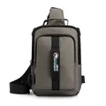 Men's multifunctional grey chest bag in water-resistant nylon with adjustable strap - Khaki