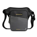 Tactical outdoor leg bag in black and dark gray color-block nylon with adjustable straps - Gray
