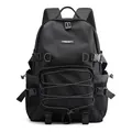 Schwarzer Outdoor-Taktik-Rucksack mit Mehrfach-Taschen-System und Schnallen auf weißem Grund - Schwarz