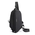Bandolera impermeable de nylon negro para hombre con correa ajustable y logotipo - Negro