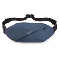 Waterproof dark blue nylon waist bag for men with adjustable strap and white logo - Dark Blue