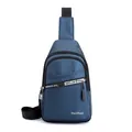 Dunkelblaue Herren-Schultertasche aus Nylon mit verstellbarem Gurt und Dekoband - Dunkelblau