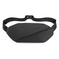 Black geometric waist bag in matte waterproof fabric with adjustable strap - Black