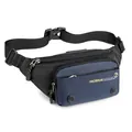 Blue and black nylon crossbody waist bag with adjustable strap and front zipper pocket - Dark Blue