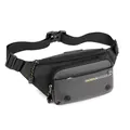 Black multifunctional waist bag with gray geometric pattern and nylon strap - Gray
