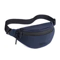 Navy blue ballistic nylon waist bag for men and women featuring adjustable black strap - Dark Blue