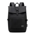 Sac à dos noir imperméable pour homme avec rabat à boucle et poche frontale - Noir