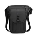 Waterproof black tactical drop leg bag with adjustable straps for hiking and cycling - Black