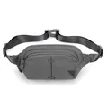 Waterproof dark grey outdoor sport waist bag with nylon grid texture and adjustable buckle - Dark Gray