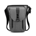 Tactical grey waterproof nylon drop leg bag with multi-zipper pockets and adjustable straps - Gray