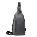 Sacoche bandoulière imperméable gris foncé pour hommes avec logo WEPOWER et boucle de sécurité - Gris