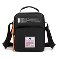 Sac bandoulière noir pour homme en nylon avec tirettes de fermeture éclair orange - Noir