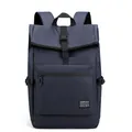 Sac à dos de voyage en nylon bleu marine avec fermeture à boucle et grande poche zippée - Bleu