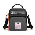 Sac bandoulière homme gris et noir en nylon avec détails de fermeture éclair orange - Gris