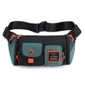 Waterproof functional men's chest bag in black and green with multi-pocket design - Dark Green