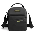Bolso bandolera de nailon negro impermeable para hombre con correa ajustable y asa superior - Negro