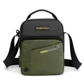 Sac bandoulière imperméable en nylon vert olive et noir avec sangle réglable - Vert Militaire