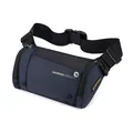 Sac ceinture tactique bleu marine et noir avec sangle réglable et logo doré - Bleu clair