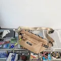 Trendy kaki nylon borsttas met neon gele koorden en tactische gespen voor heren - Khaki