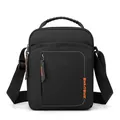 Bolso bandolera para hombre de nailon negro con marca WEPOWER naranja y correa - Negro