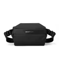 Matte black waterproof nylon tactical chest bag with adjustable strap and metal logo - Black