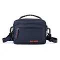 Borsa a tracolla blu scuro impermeabile con logo arancione e manico superiore in gomma - Blu scuro