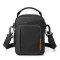 Men's black tactical crossbody waist bag with orange logo and adjustable strap - Black