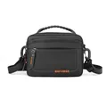 Borsa a tracolla nera impermeabile con logo WEPOWER arancione e tracolla regolabile - Nero