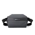 Waterproof functional crossbody bag in dark grey with black strap and metallic logo - Gray