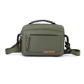 Borsa a tracolla in nylon verde militare impermeabile con scritte WE POWER arancioni - Verde Militare