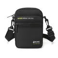 Men's black multi-functional crossbody bag with adjustable strap and front zipper - Black