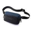 Blue and black two-tone sling chest bag with WE POWER logo and adjustable strap - Dark Blue