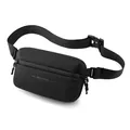 Minimalist black WE POWER cross-body chest bag with durable matte nylon finish - Black
