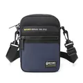 Men casual crossbody bag in blue and black nylon with adjustable shoulder strap - Dark Blue