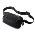 Men's black crossbody bag with dark camo splicing and WE POWER logo detail - Camouflage