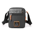 Waterproof military-style messenger bag for men with orange accents and WEPOWER logo - Gray