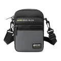Men's crossbody waist bag in black and grey waterproof fabric with adjustable strap - Gray