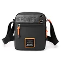 Men's trendy waterproof crossbody bag in black with vibrant orange zipper details - Black
