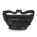 Marsupio sportivo nero opaco impermeabile con zip multiple e slogan WEPOWER - Nero