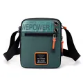 Men's army green tactical crossbody bag with orange accents and WEPOWER print - Dark Green