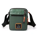 Army green waterproof nylon messenger bag with orange accents and adjustable strap - Grey Green